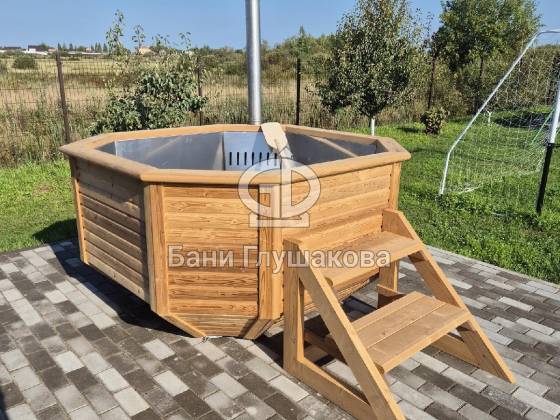 Купель стальная 8 граней со встроенной печью