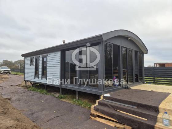 Баня «Бурже» с застеклённой террасой 9 на 5,3