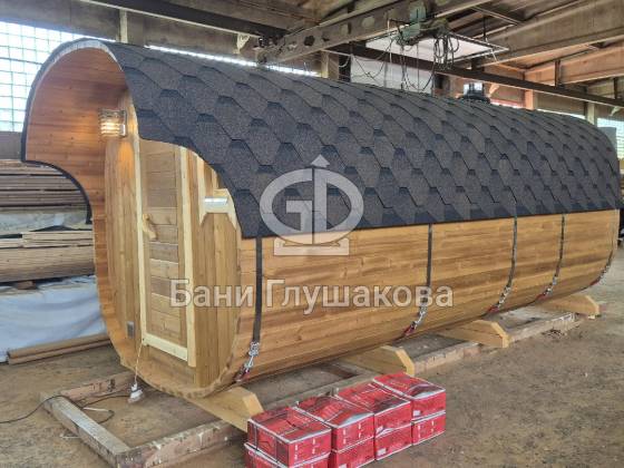 Квадратная баня бочка 5м из термодоски №52600128